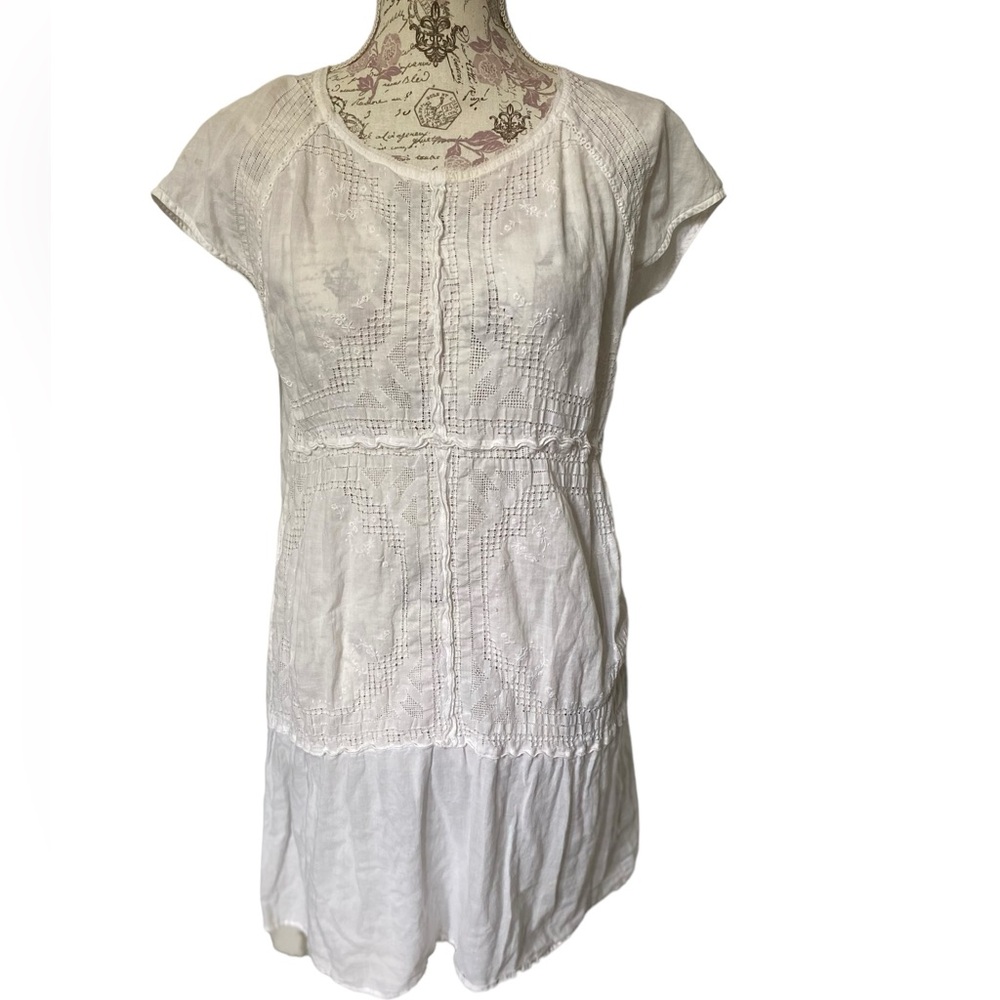 Authentic Twelfth Street by Cynthia Vincent Embroidered White See Through Dress